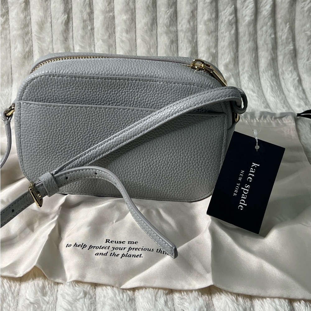 ‼️SOLD‼️Kate Spade Ava Pebbled Leather Light Gray Crossbody Bag Brand New - Picture 10 of 13